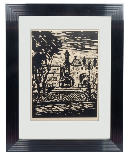 Unknown artist “Adam Mickiewicz Monument, Warsaw”  , antique Warsaw, antique paintings, Galeria Żak, art, antiques