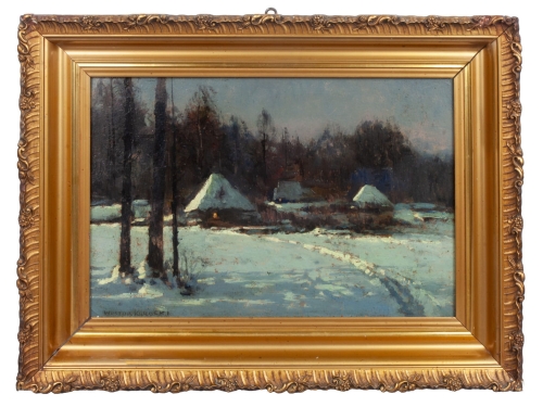 Wiktor Korecki “Winter landscape" before 1939   , antique Warsaw, antique paintings, Galeria Żak, art, antiques