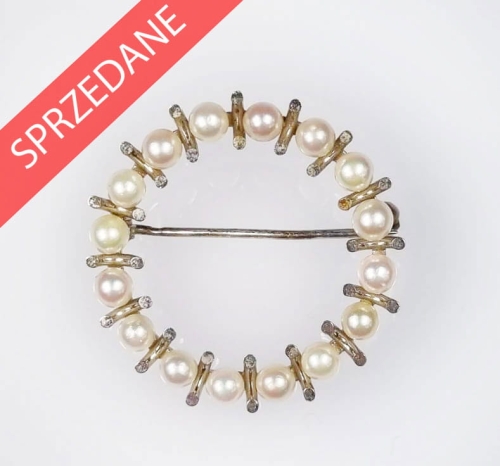 Broszka z perłami , antyki Warszawa, skup antyków, dawna biżuteria, antyki, Galeria Żak