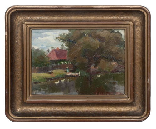 Władimir Aleksandrowicz Sokołow “By the lake” 1976, antique Warsaw, antique paintings, Galeria Żak, art, antiques