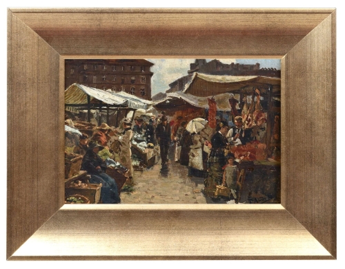 Paul Andorff "On the market", circa 1900   , antique Warsaw, antique paintings, Galeria Żak, art, antiques