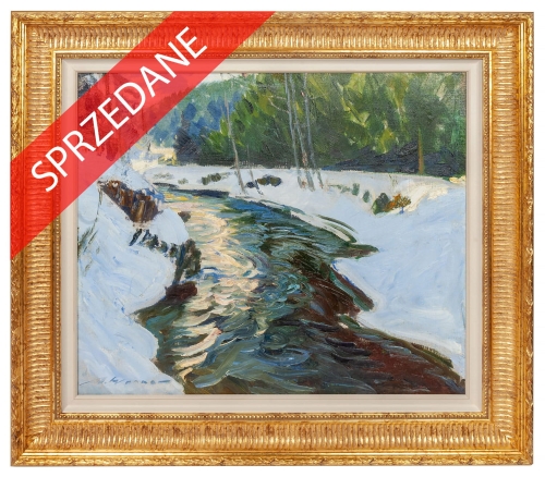 Artur Wasner "Potok górski zimą", malarstwo aukcyjne, obrazy znanych malarzy, malarstwo polskie, Galeria Żak, antyki Warszawa