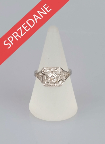 Pierścionek z brylantami , antyki Warszawa, skup antyków, dawna biżuteria, antyki, Galeria Żak