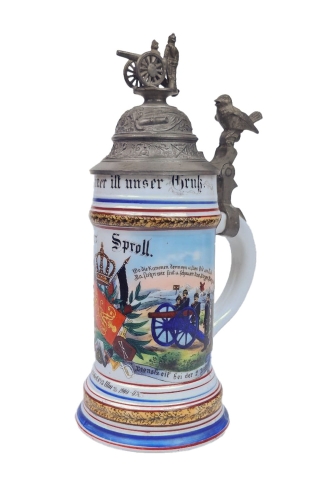 Reservist beer mug, 1902 , antique Warsaw, antique porcelain, old porcelain, Galeria Żak, art, antiques