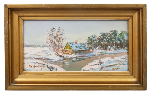 Michał Dubrowicki “Winter landscape”, antique Warsaw, antique paintings, Galeria Żak, art, antiques