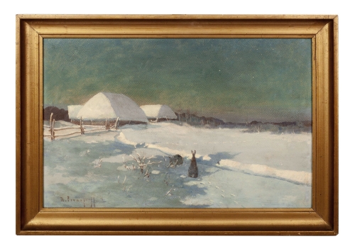 Dimitri von Prokofiev "Hares at night"  , antique Warsaw, antique paintings, Galeria Żak, art, antiques