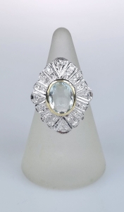 Diamonds and aquamarine ring