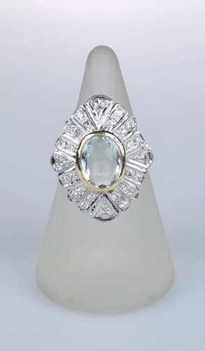 Diamonds and aquamarine ring, antique Warsaw, jewelry, old jewelry, Galeria Żak, art, antiques