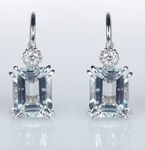 Diamonds and aquamarine earrings, antique Warsaw, jewelry, old jewelry, Galeria Żak, art, antiques