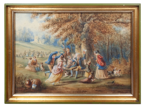 Western European painter “Picnic”  , antique Warsaw, antique paintings, Galeria Żak, art, antiques