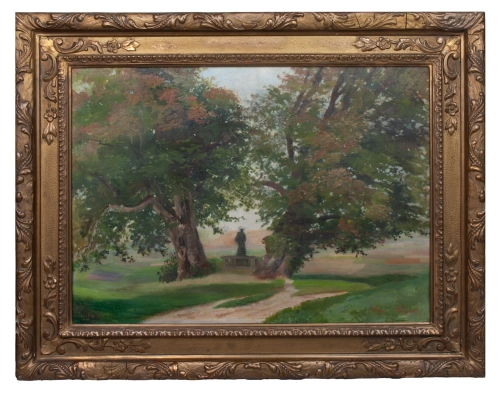 Hugo Ruzek “Landscape with a chapel”  , antique Warsaw, antique paintings, Galeria Żak, art, antiques