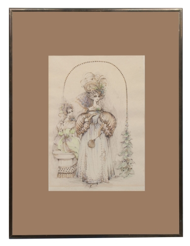 Barbara Niedzielska, work from the series “Fashion of old ages”, 1988.  , antique Warsaw, antique paintings, Galeria Żak, art, antiques