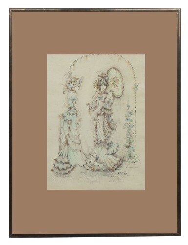 Barbara Niedzielska, work from the series “Fashion of old ages”, 1988  , antique Warsaw, antique paintings, Galeria Żak, art, antiques