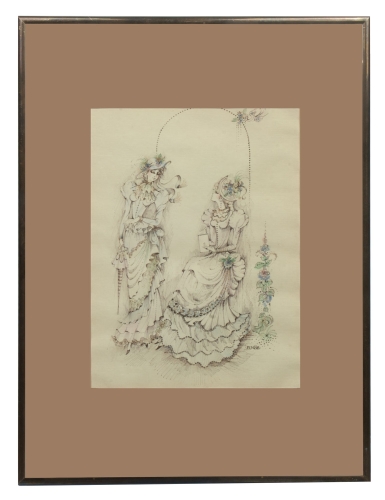 Barbara Niedzielska, work from the series “Fashion of old ages”, 1988  , antique Warsaw, antique paintings, Galeria Żak, art, antiques