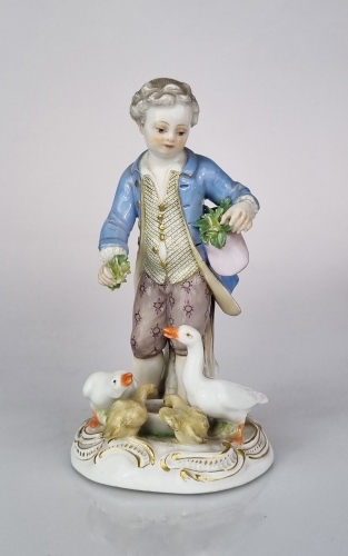Johann Kändler “Boy Feeding Geese” Meissen, 19th century, antique Warsaw, antique porcelain, old porcelain, Galeria Żak, art, antiques