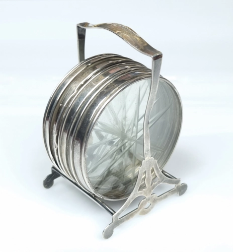 Set of saucers, Amston Silver Co., USA, first half of 20th century, antique Warsaw, silver, old silver, Galeria Żak, art, antiques