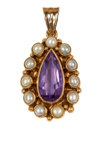 Amethyst pendant, antique Warsaw, jewelry, old jewelry, Galeria Żak, art, antiques