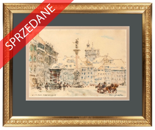 Tadeusz Cieślewski „Plac Zamkowy w Warszawie”, antyki, galeria żak, malarstwo polskie, dzieła sztuki