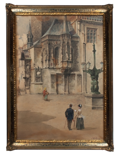 Stanisław Tondos “Katedra w Pradze”     , antyki Warszawa, skup antyków, dawne malarstwo, malarstwo aukcyjne, malarstwo polskie, Galeria Żak