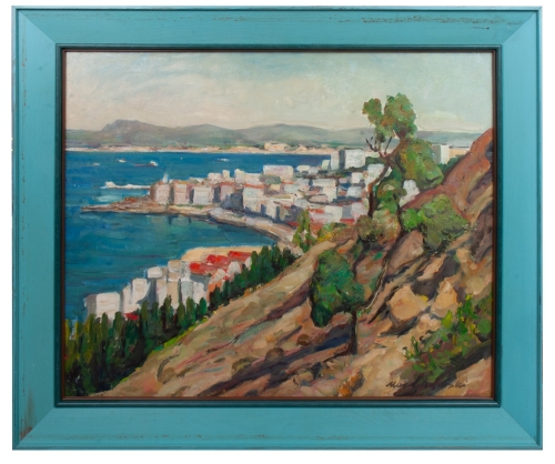 Marek Bojarski “Landscape with a view of the bay"  , antique Warsaw, antique paintings, Galeria Żak, art, antiques