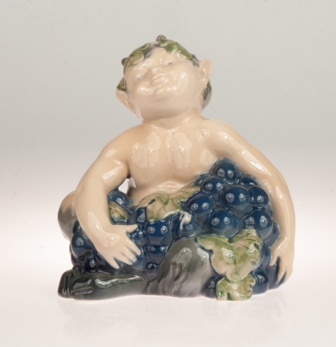 Faun with grapes, Vilhelm Waldorff , Royal Copenhagen, 1969-1974, antique Warsaw, antique porcelain, old porcelain, Galeria Żak, art, antiques