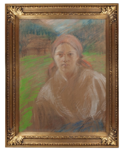 Józef Szczęsny "Girl in a scarf"  , antique Warsaw, antique paintings, Galeria Żak, art, antiques
