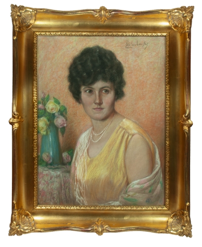 Kasper Żelechowski “Portret damy”, antyki Warszawa, skup antyków, dawne malarstwo, malarstwo aukcyjne, malarstwo polskie, Galeria Żak