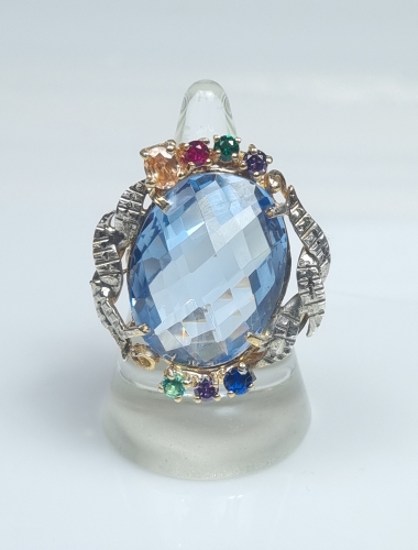 Aquamarine ring, 1930, antique Warsaw, jewelry, old jewelry, Galeria Żak, art, antiques