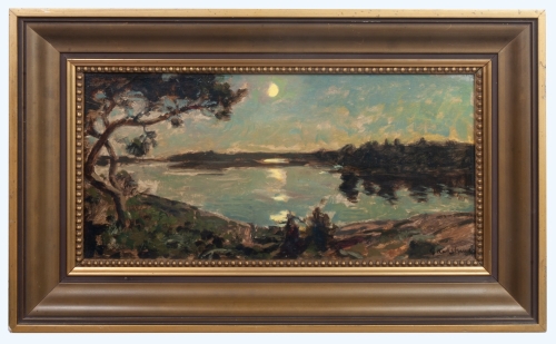 Gottfrid Kallstenius “Moon over the lake”  , antique Warsaw, antique paintings, Galeria Żak, art, antiques