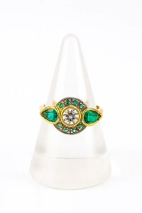 Aquamarine and emerald ring