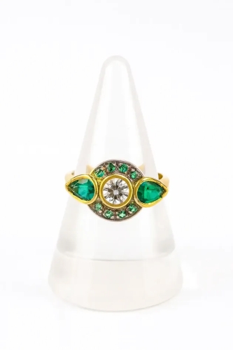 Aquamarine and emerald ring, antique Warsaw, jewelry, old jewelry, Galeria Żak, art, antiques