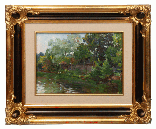Emil Lindeman "By the river"  , antique Warsaw, antique paintings, Galeria Żak, art, antiques
