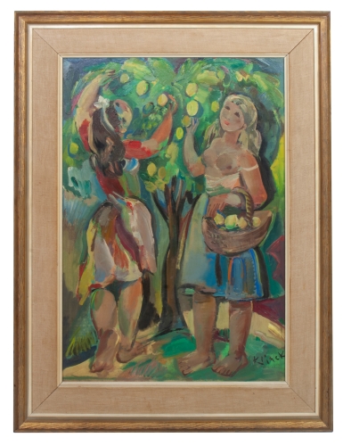 Ludwik Klimek „In garden”  , antique Warsaw, antique paintings, Galeria Żak, art, antiques