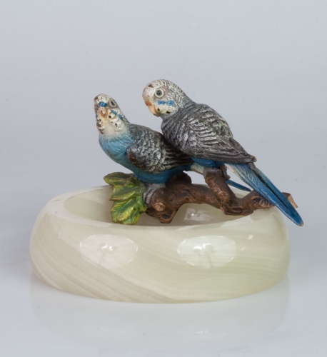 Card holder with parrots, Vienna, circa 1920., antique Warsaw, decorative objects, antique home decorations, Galeria Żak, art, antiques