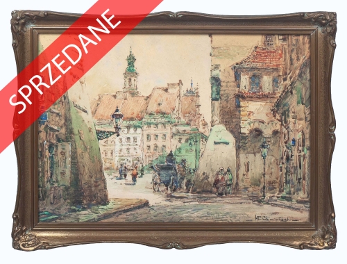 Władysław Chmieliński "Stare Miasto w Warszawie”, antyki Warszawa, skup antyków, dawne malarstwo, malarstwo aukcyjne, malarstwo polskie, Galeria Żak