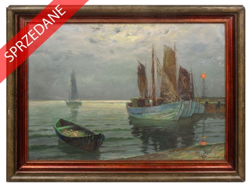 Dmitro-Potoroka-“Lodzie-w-zatoce---,-antyki-Warszawa,-skup-antykow,-dawne-malarstwo,-malarstwo-aukcyjne,-malarstwo-polskie,-Galeria-Zak.jpg