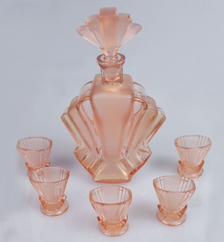 Drinking Set,  Piotrków Trybunalski, Poland, 1930’s, antique Warsaw, antique home decorations, Galeria Żak, art, glass