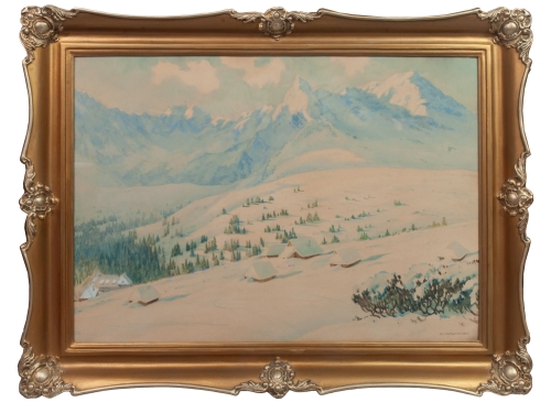 Stanisław Dziemański “View of Kościelec” , antique Warsaw, antique paintings, Galeria Żak, art, antiques