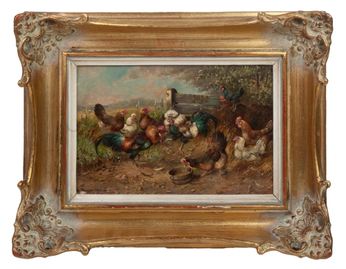 Max Hänger "Ptactwo domowe", antyki Warszawa, skup antyków, dawne malarstwo, malarstwo aukcyjne, malarstwo polskie, Galeria Żak