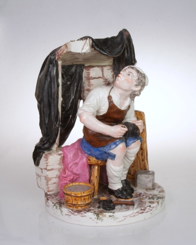 Szewc przy pracy, Szewc przy pracy, Joseph Hannong, k. XVIII w., antyki Warszawa, skup antyków, porcelana, stara porcelana, Galeria Żak