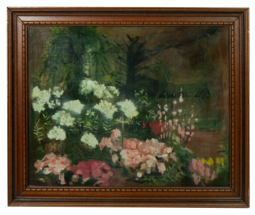 Att. Maria Podlewska “Flowers in the garden” , antique Warsaw, antique paintings, Galeria Żak, art, antiques