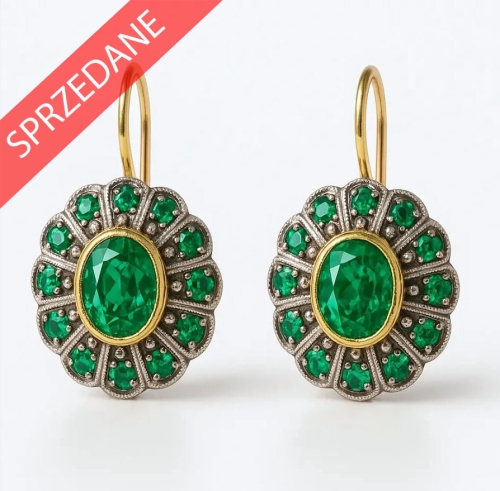 Kolczyki ze szmaragdami , antyki Warszawa, skup antyków, dawna biżuteria, antyki, Galeria Żak