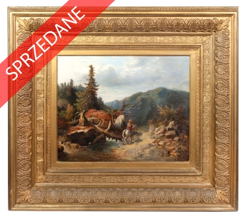 Józef Jaroszyński "Droga w górach” , antyki Warszawa, skup antyków, dawne malarstwo, malarstwo aukcyjne, malarstwo polskie, Galeria Żak