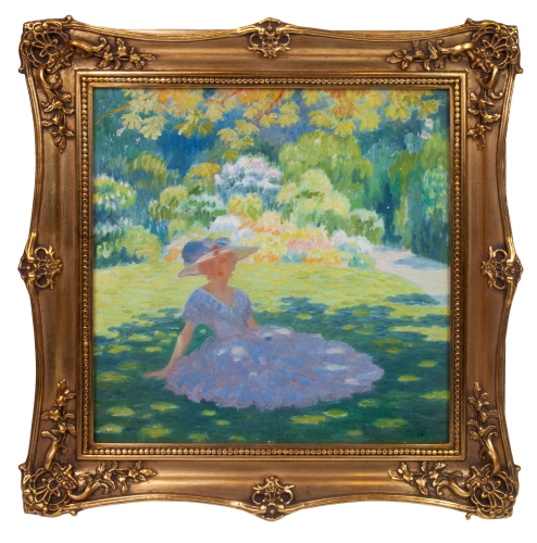 Eugeniusz Urbański-Nieczuja “Odpoczynek w parku”    , antyki Warszawa, skup antyków, dawne malarstwo, malarstwo aukcyjne, malarstwo polskie, Galeria Żak