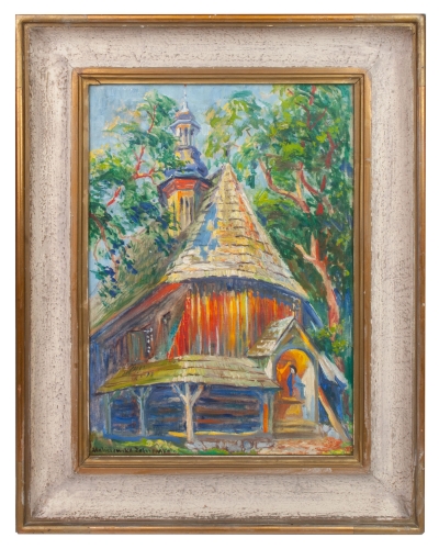 Janina Maliszewska-Zakrzewska "Church in Osiek"  , antique Warsaw, antique paintings, Galeria Żak, art, antiques