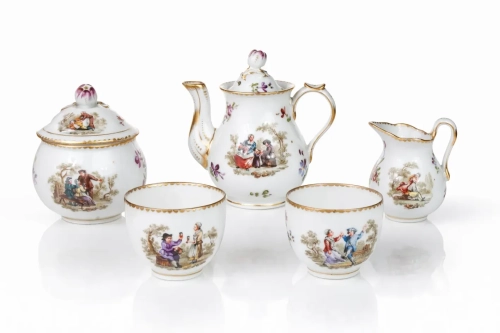 Serwis tête-à-tête, atr. Helena Wolfsohn, Drezno, Niemcy, ok. 1880 r., antyki Warszawa, skup antyków, porcelana, stara porcelana, Galeria Żak