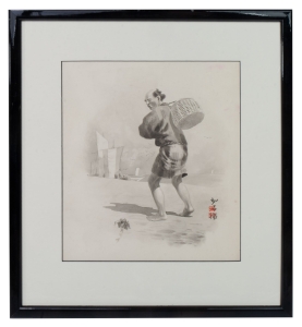 Japanese painter “Fisherman on the beach”, early 20th century 