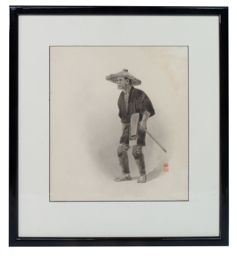 Japanese painter “Farmer”, early 20th century   , antique Warsaw, antique paintings, Galeria Żak, art, antiques