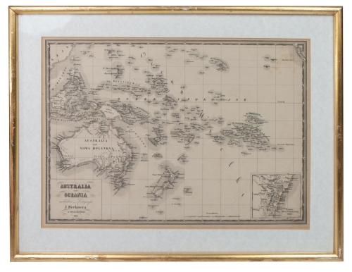 Map of Australia, Józef Herkner, Warsaw, 1851   , antique Warsaw, antique paintings, Galeria Żak, art, antiques