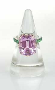 Kunzite and Tsavorite Ring